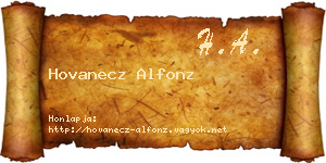 Hovanecz Alfonz névjegykártya